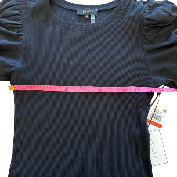 1. State Black Puff Sleeve Fitted Top NWT - Picture 4 of 7